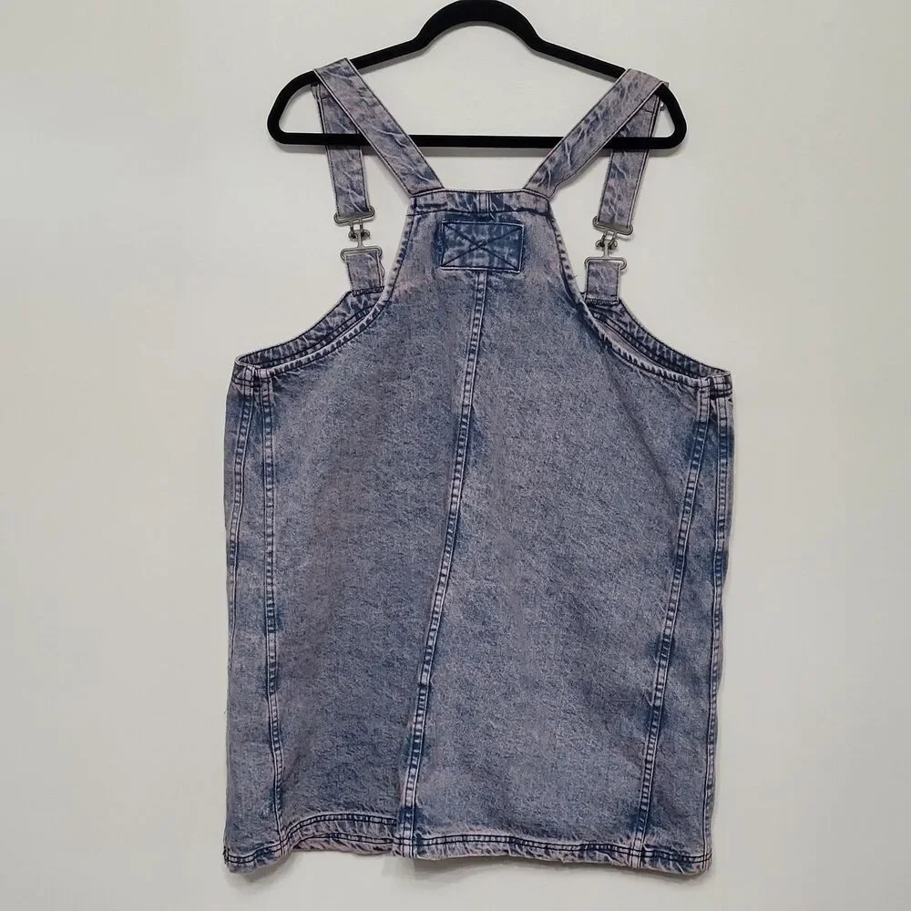 Free People We The Free Denim Smock Overall Mini Dress Pink Dreams Wash Size XL - Picture 5 of 6